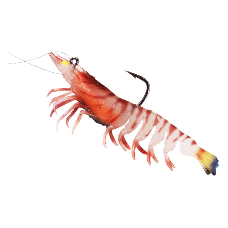 Camarón luminoso cebo falso paquete camarón de plomo Luya cebo suave cebo de camarón suave luminoso rebordear cebo de pescado negro con gancho