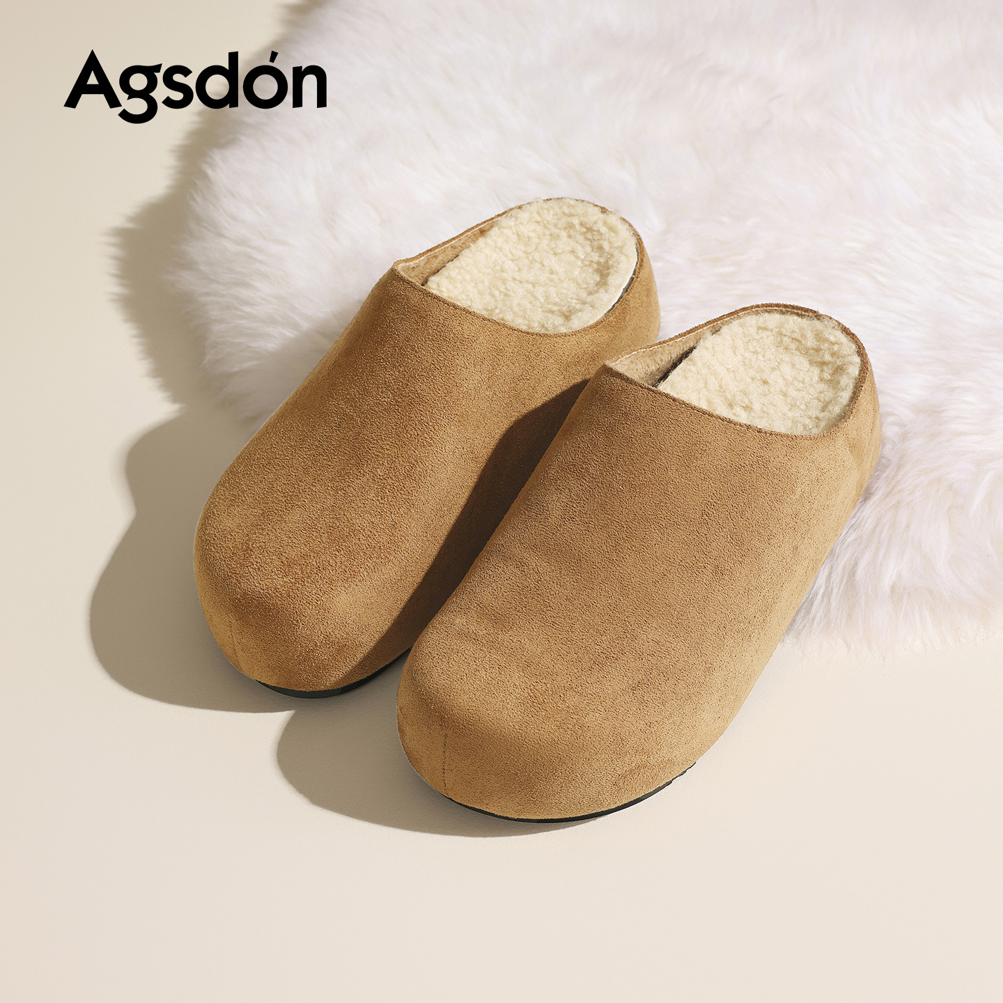 Augu Shi Deng fondo grueso más terciopelo Bocken zapatos para mujeres 2025 nuevo otoño y invierno de peluche con un pedazo de zapatos de algodón medio zapatillas