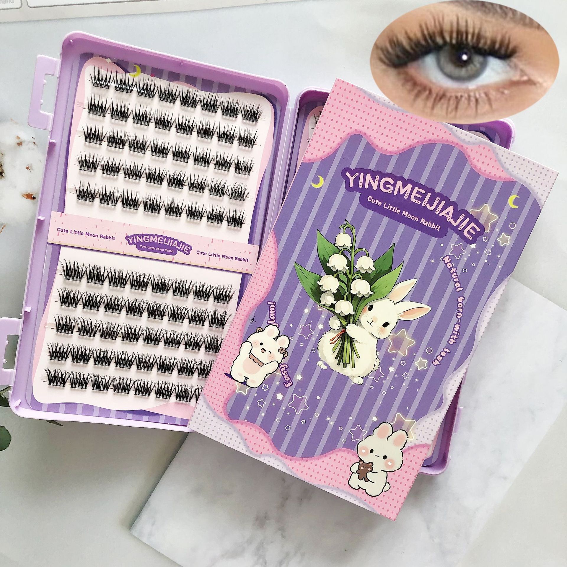 20 filas de paquete de caja de regalo de pestañas falsas transfronterizas, pestañas falsas densas, pestañas falsas sin pegamento.