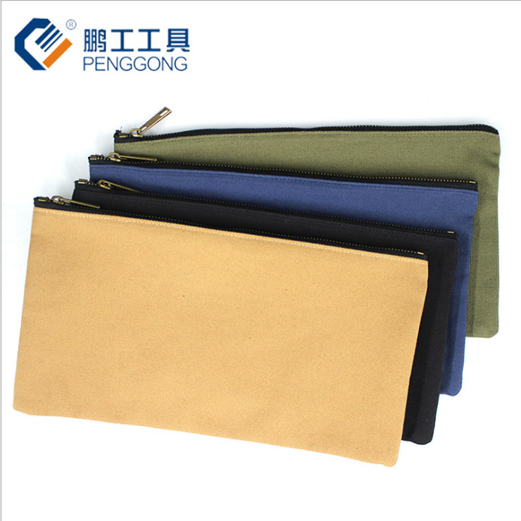 双层拉链小工具袋 加厚帆布手拿包工具包五金工具收纳包批发厂家