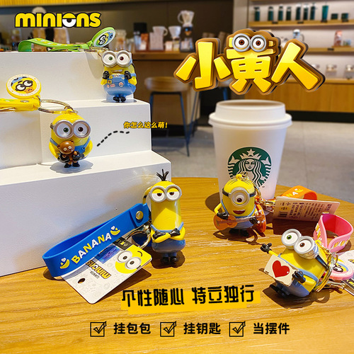 Genuine Cartoon Minion Keychain Female Cute Creative Exquisite Injection Molded Doll Car Keychain School Bag Pendant