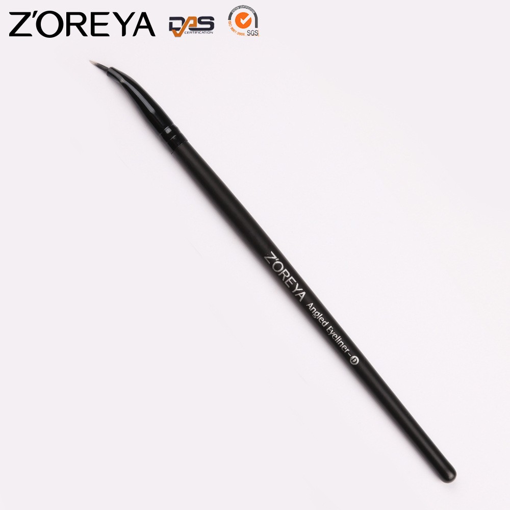 Fabricante Zhuolya en stock mango de madera negro cepillo de maquillaje de ojos suave señaló pelo delineador de ojos cepillo