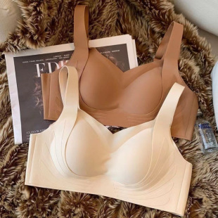 Traceless Landing Jelly Underwear Women's Rimless Push-up Soft Support Breathable Anti-sagging Thin Semi-fixed Cup Bra