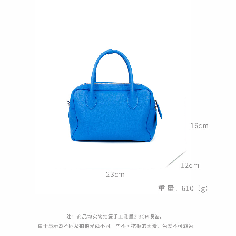 Women’s Genuine Top-Grain Cowhide Boston Bowling Bag, Classic Handbag Crossbody Shoulder Bag - Thumbnail 3