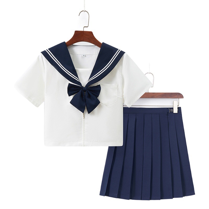 Paquete de envío de agente de fábrica, cuello cian blanco, dos libros, uniforme jk, traje de marinera jk, sentido de la escuela jk, falda jk, falda plisada
