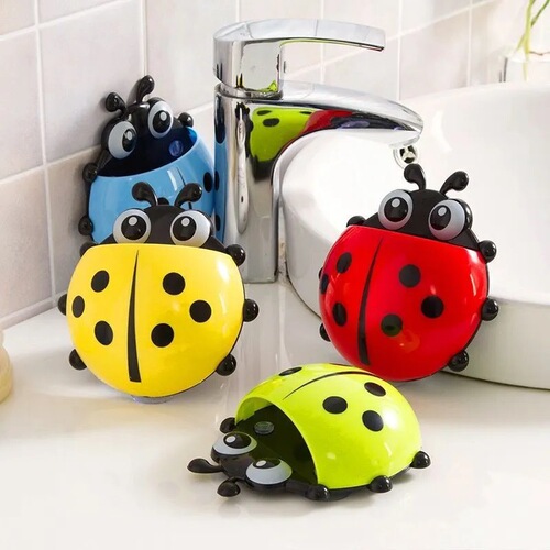 Hole-free seven-spot ladybug toothbrush holder wall-mounted storage cartoon suction cup creative toothbrush holder