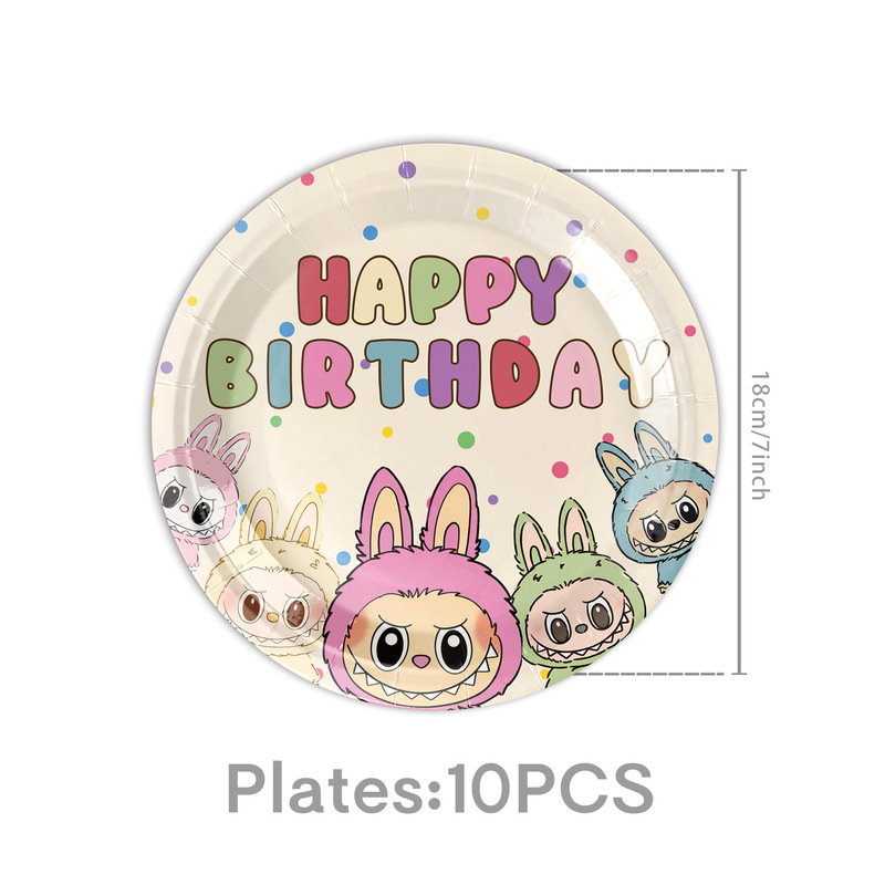 クロスボーダー新しい漫画ラブブパーティー食器子供の誕生日装飾使い捨てテーブルクロス紙皿アレンジメント用品|undefined