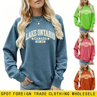 lake ontario canada est 1615 跨境外贸亚马逊批发女士宽松卫衣