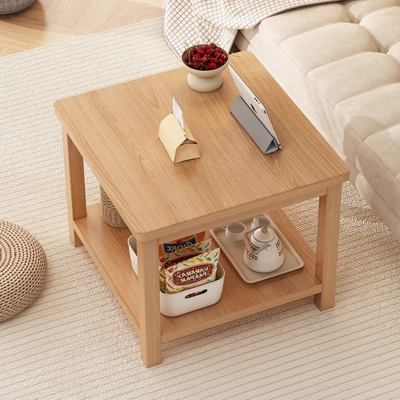 Mesa de té de madera sólida, varios lados de la sala de estar casera, estante moderno simple, mesa de té de balcón