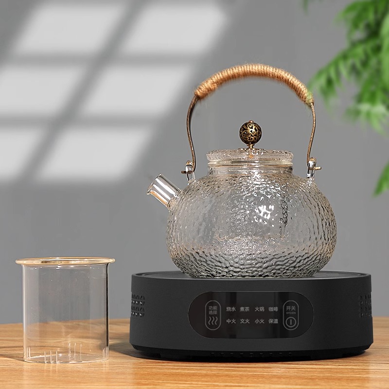 스탠다드 블랙 스토브 + 원형 망치 유리 주전자 900ML
