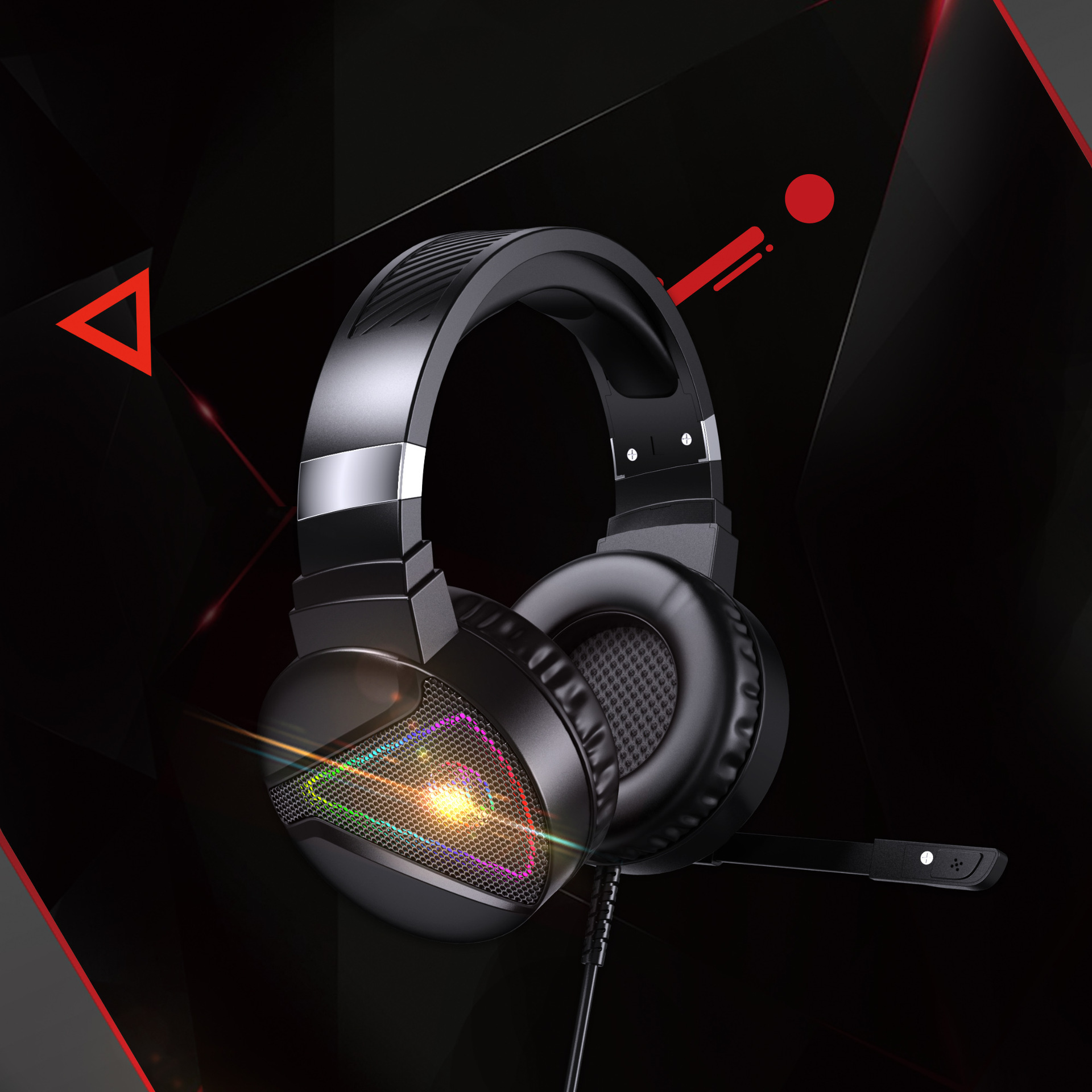 F16 Headworn Game RGB Glowing ABS Material Computer Wired Esports Chicken Eating Earphones_voghion.com