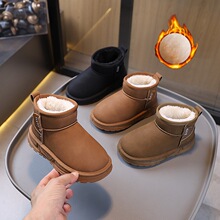 儿童雪地靴冬季新款女童时尚短靴中大童加绒加厚皮靴男童保暖棉靴