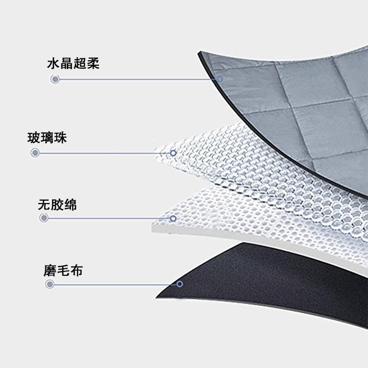 Suministro directo de fábrica de mantas de gravedad, tela de lana súper suave, cuentas de vidrio empalmadas, relleno de gravedad, blanco ligero