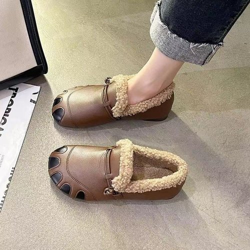  new winter style retro style plus velvet thickened warm fashionable casual mom cotton shoes soft sole furry shoes