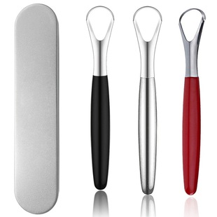 Stainless Steel Tongue Scraper Anti-Slip Handle Tongue Coating Cleaning Artifact Adult Bad Breath Removal Tongue Coating Brush Oral Cleaning Tool