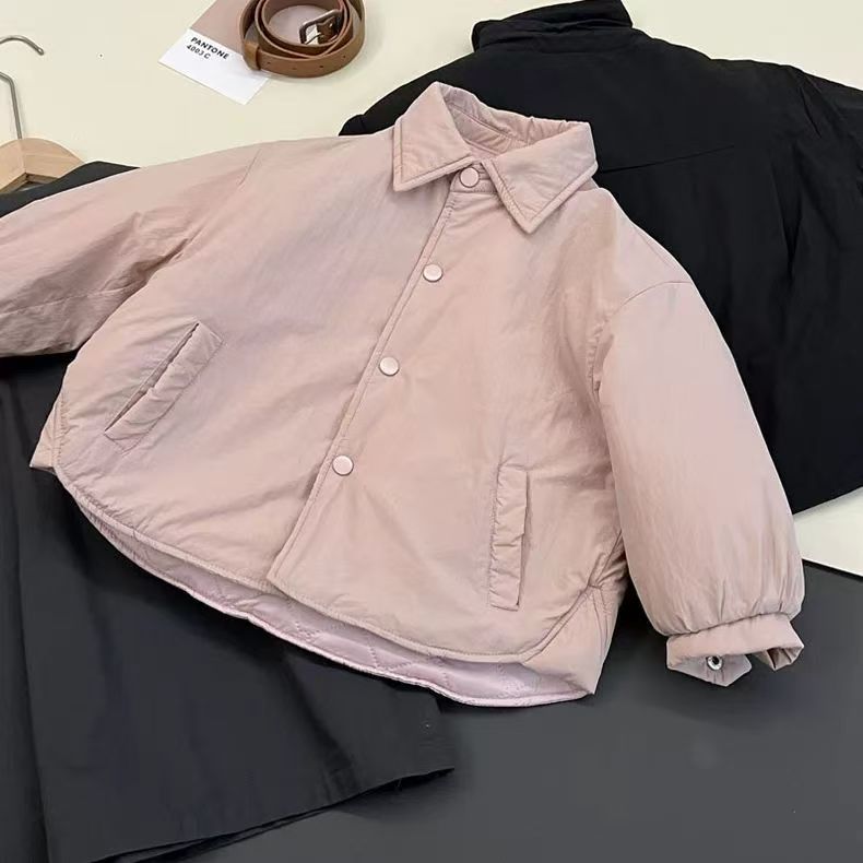 童装儿童冬季棉服洋气宝宝翻领夹棉衬衫男女童棉服外套