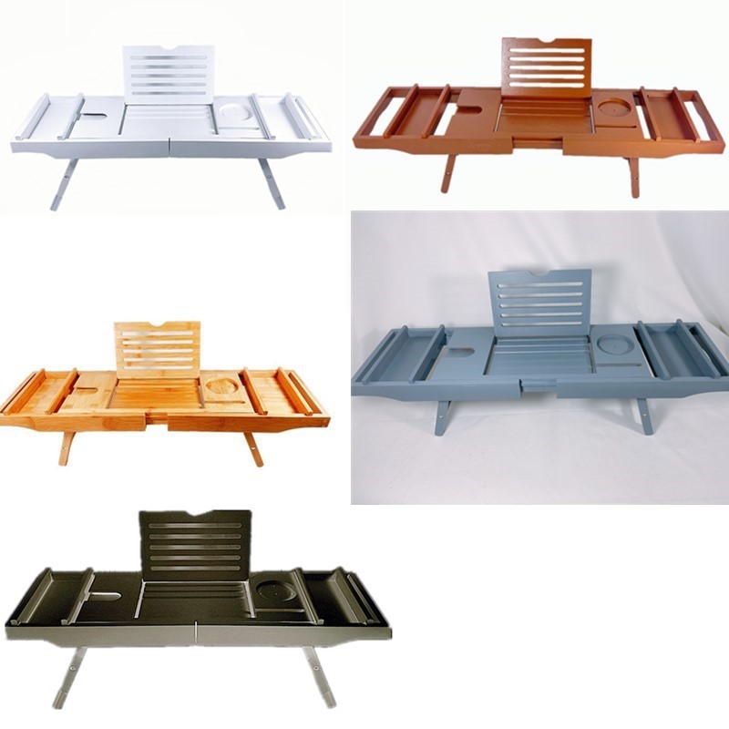 Estilo europeo de bambú sólido de bambú bañera rack plegable estiramiento dormitorio rack de almacenamiento multi-color baño rack con pies