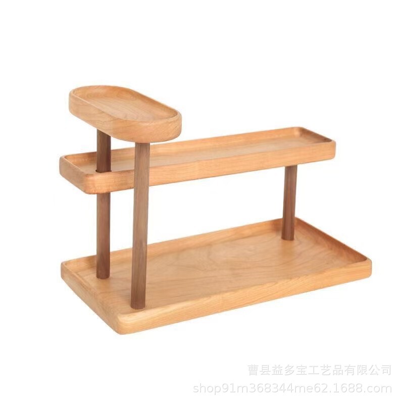 木质樱桃木胡桃木桌上置物架实木杯架茶具收纳架子香水置物架|undefined