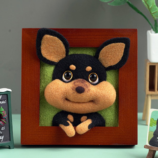 Bee Dog Wool Felt Photo Frame Painting Poke Le Handmade diy Material Bag Couple Handmade Cartoon Doll Gift