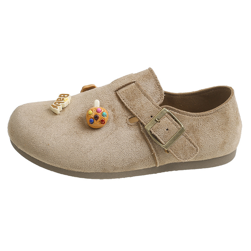 Zapatos de mujer de suela gruesa de dibujos animados 2026 primavera nuevos zapatos Lefour dos zapatos casuales para aumentar la altura de un solo zapato muffins zapatos burkin