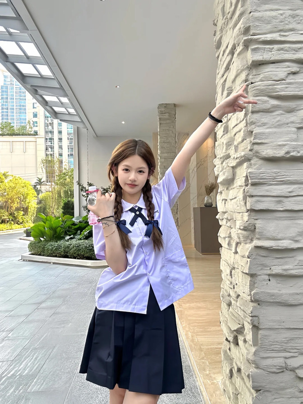jk制服套装泰国校服娜诺短袖泰式衬衫学院风班服女夏初高中毕业服|undefined