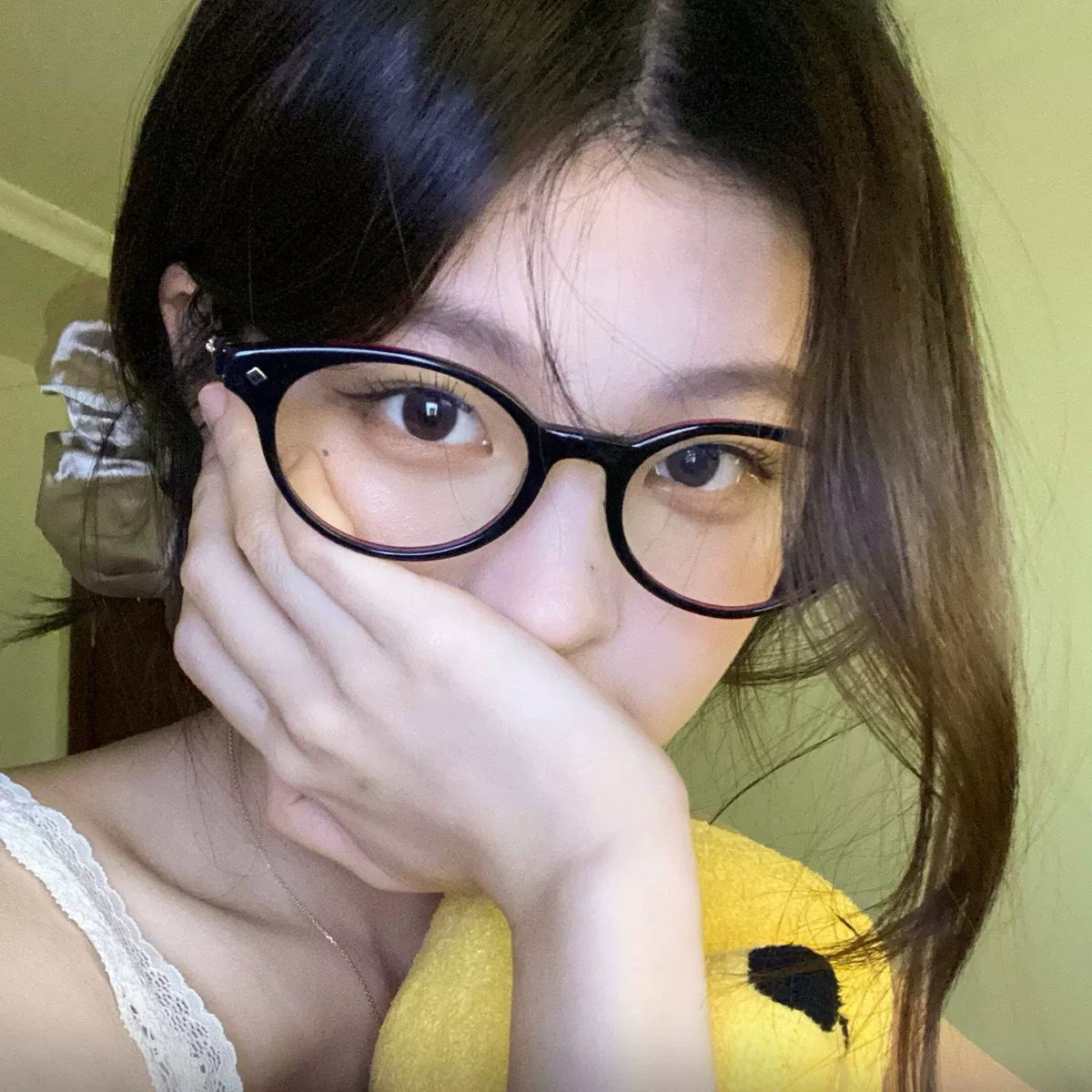 中古风小土星书呆子眼镜女潮高级感蝴蝶结椭圆小框架可配近视眼睛