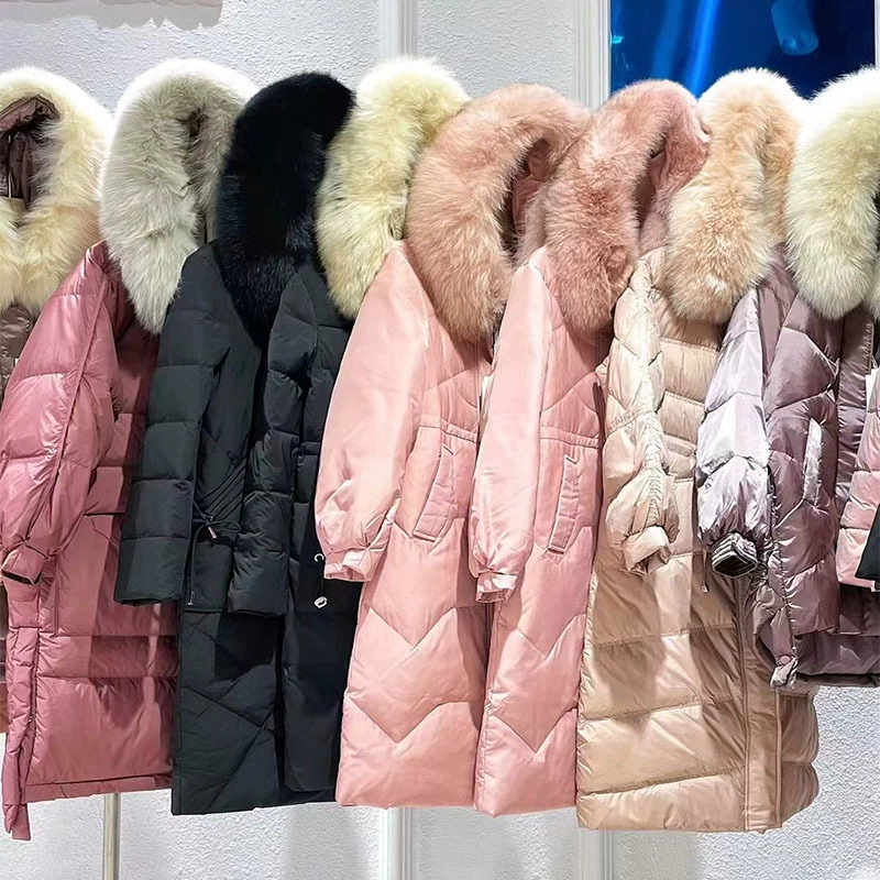 Aibor 2024 зимняя одежда 100% роскошный полный шерстяной воротник 90 белый утиный пуховик бренд прямой трансляции физических поставок