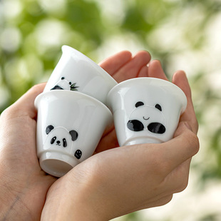 Dehua White Porcelain Panda Tea Cup Ceramic Tea Tasting Cup Master Cup Single Kung Fu Tea Set Tea Cups Chinese Style Hospitality Small Cup