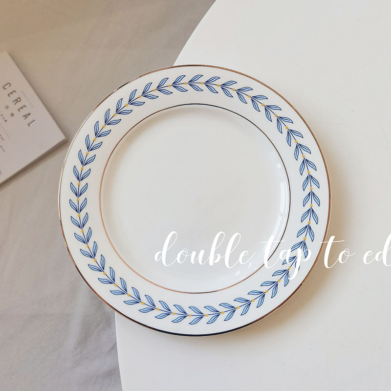 Placa de oro de dibujo de hojas azules