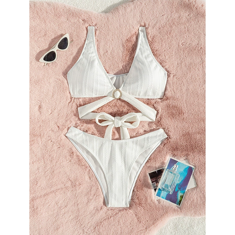 Solid sexy beach swimwear, high waist