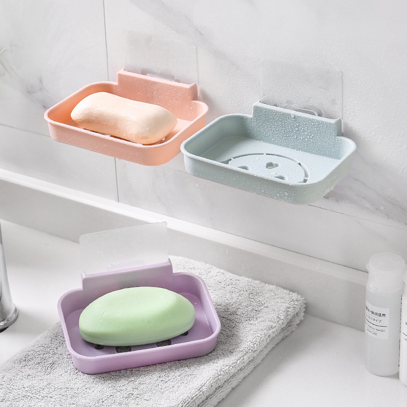 Jabonera con diseño de cara sonriente, sin necesidad de taladrar, con drenaje, personalizada, para baño, soporte para jabón, estante de almacenamiento montado en la pared