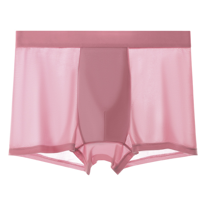 Calzoncillos de seda de hielo de verano calzoncillos boxer de seda de hielo para hombres cabeza entrepierna antibacteriana color sólido cuatro esquinas pantalones cortos para niños nuevos para hombres