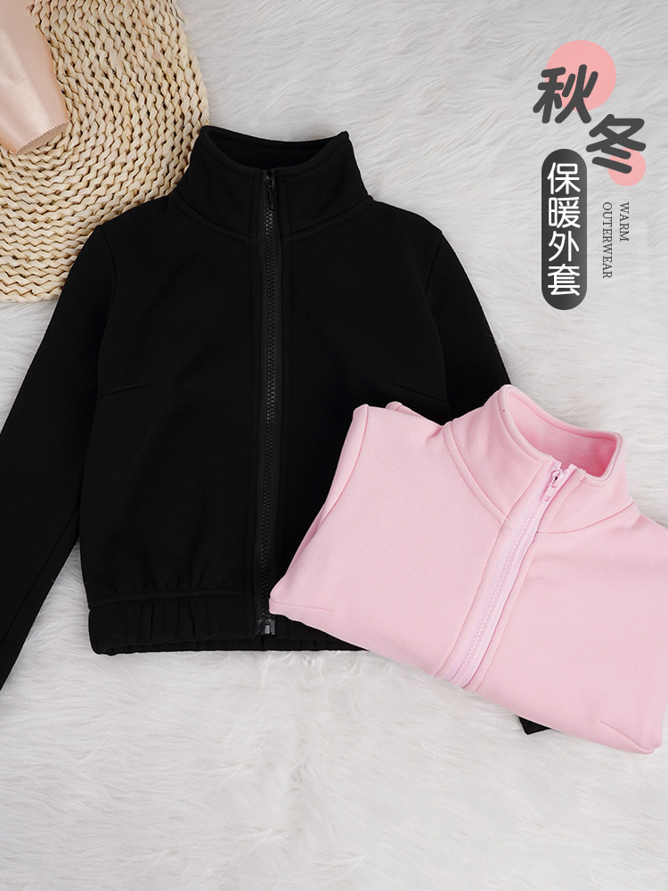 Ropa de baile de invierno para niños, ropa de práctica de manga larga, ropa de baile de ballet cálido de terciopelo, chaqueta de baile para niños