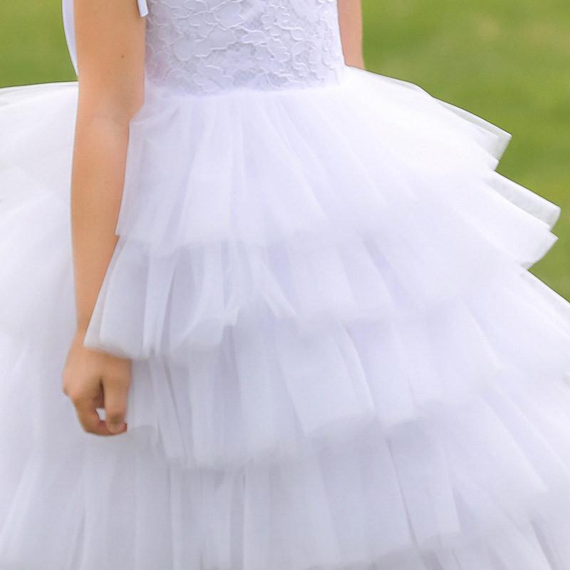 Nuevo europeo y americano transfronterizo de los niños vestido de novia de las niñas de encaje esponjoso pastel princesa vestido de rendimiento vestido de cumpleaños
