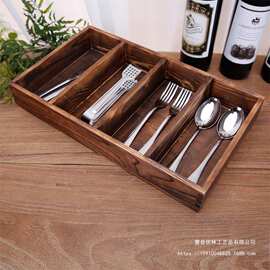 木质分格厨房餐具收纳盒抽屉收纳盒厨房餐厅刀叉餐具多功能收纳盒