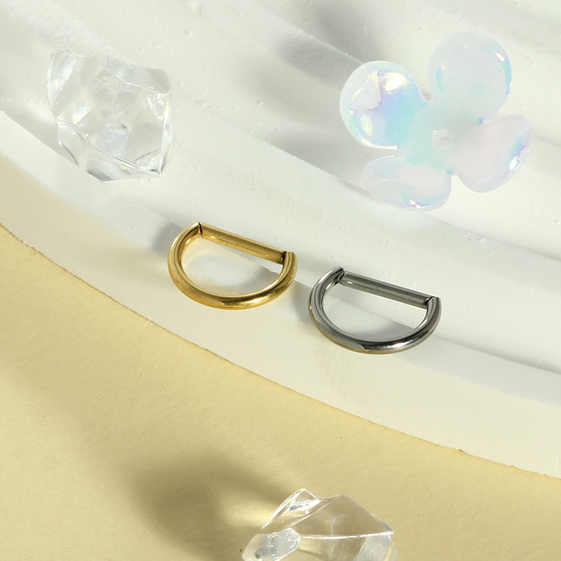 Titanium Alloy Split Ring Earring Nose Ring Lip Ring Breast Ring - G23 Silver 1.2x8mm detail image 8