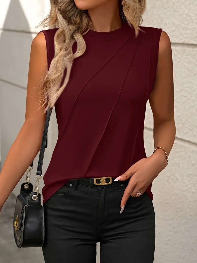 245g Weight Sleeveless Sleeve Length Pullovers Placket Type Cotton Blend, Polyester Fabric Type Regular Top Length Vest Tops Type Holiday, Daily Occasion Round Neck Neckline Loose Fit Type Solid Color Pattern Summer Season Women's Gender Streetwear Style Wholesale Women's Streetwear Solid Color Sleeveless T-Shirts 12