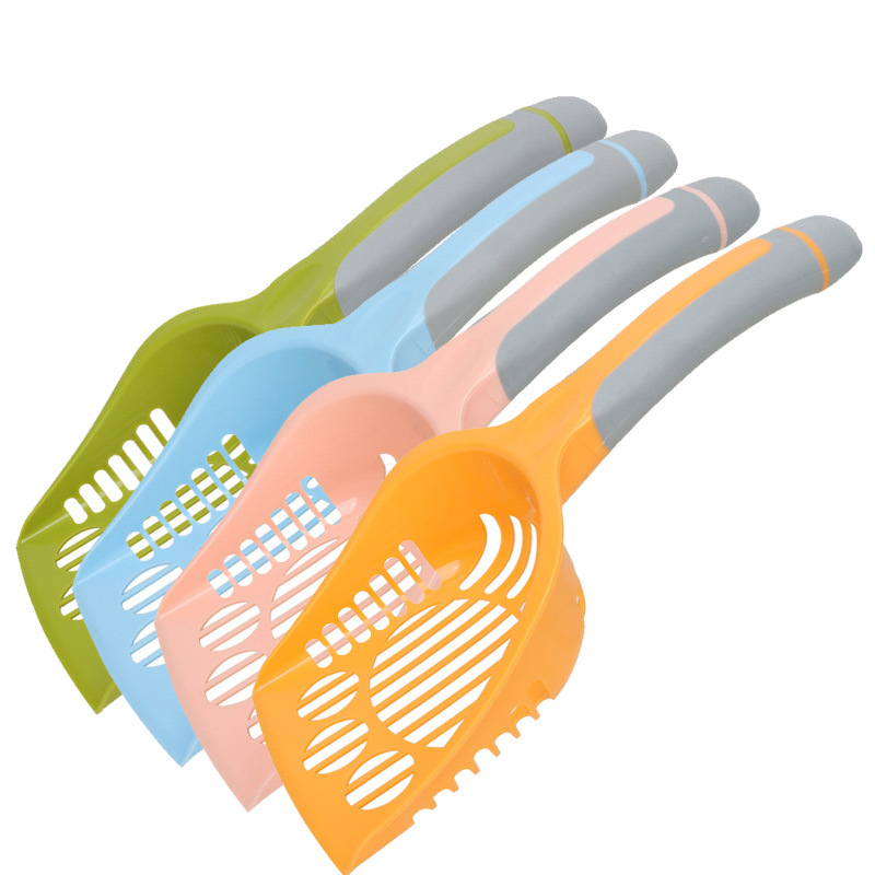 Pala especial de arena para gatos de plástico de orificio fino, pala de estiércol de mango largo grande, recogida de heces huecas, pala de arena de tofu, pala de estiércol de gato