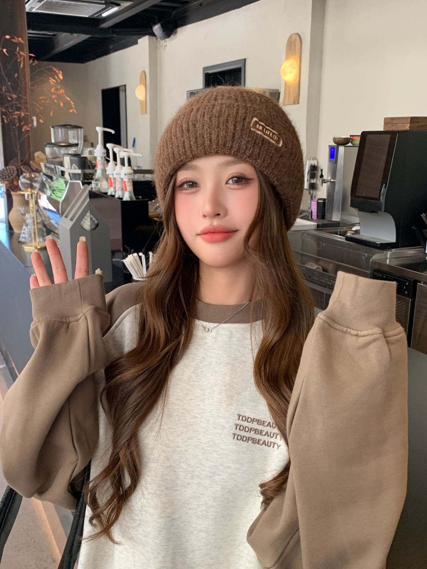 Solid Color Large Head Circumferece Face Slimmig Postpartum Autum Witer Fleece Lied Cold Thick Kitted Hat For_voghion.com