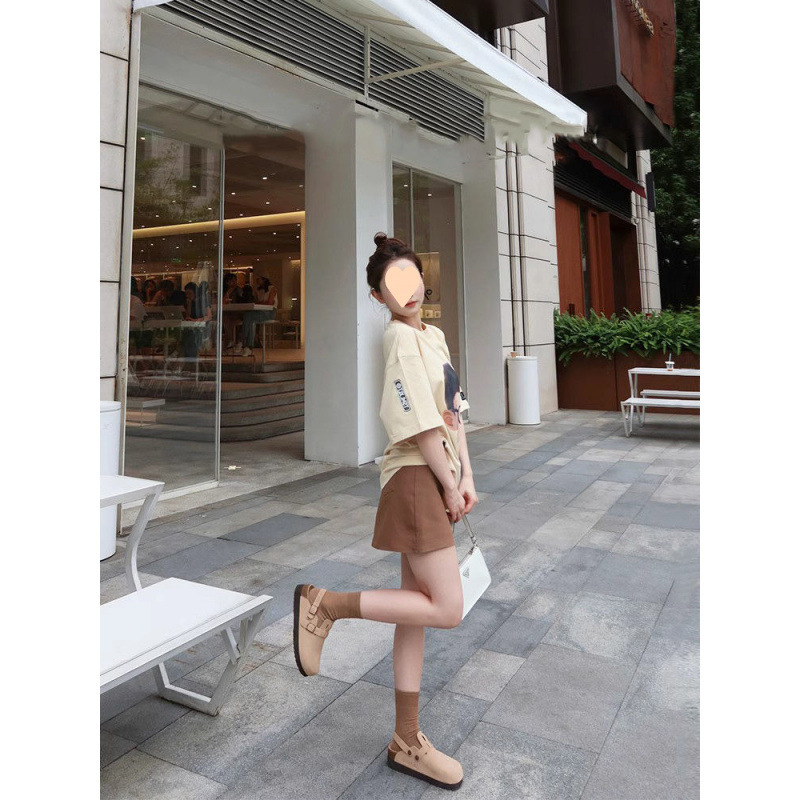 인터넷 연예인 투웨어 두꺼운 밑창 버켄스탁 신발 2024 신상 봄, 가을 바오터우 반슬리퍼 여성 원스텝 일본 버켄스탁 신발