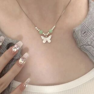 New Silver S925 Magic Butterfly Dance Necklace Women's National Style New Chinese Niche Design Do Not Fade Butterfly Clavicle Chain