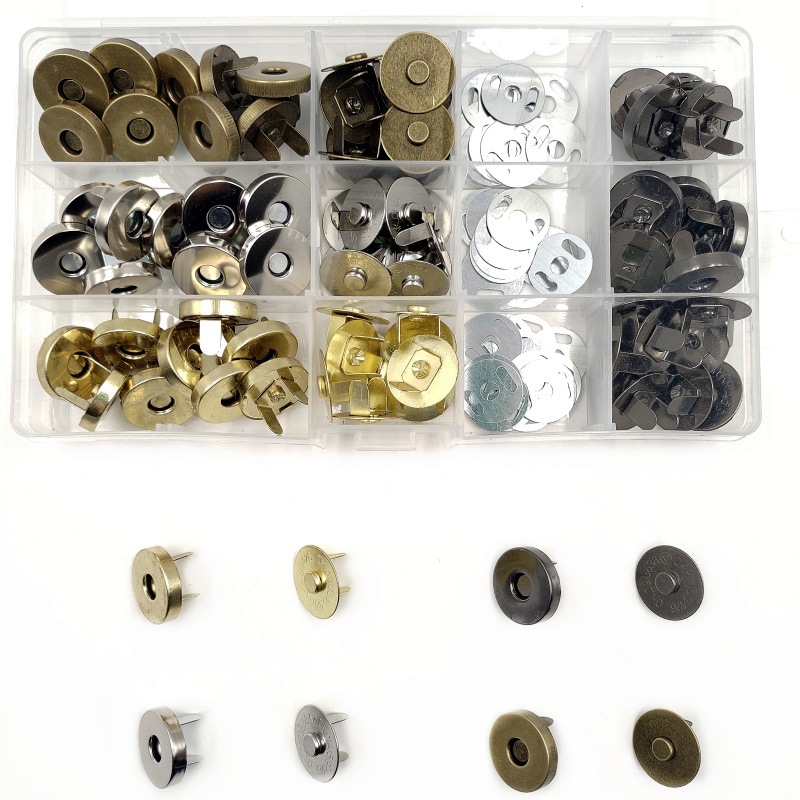 40 conjuntos de hebilla magnética sin costura fuerte magnetismo botón de metal de hebilla magnética sin costura bolsa de botón accesorios de bolsa