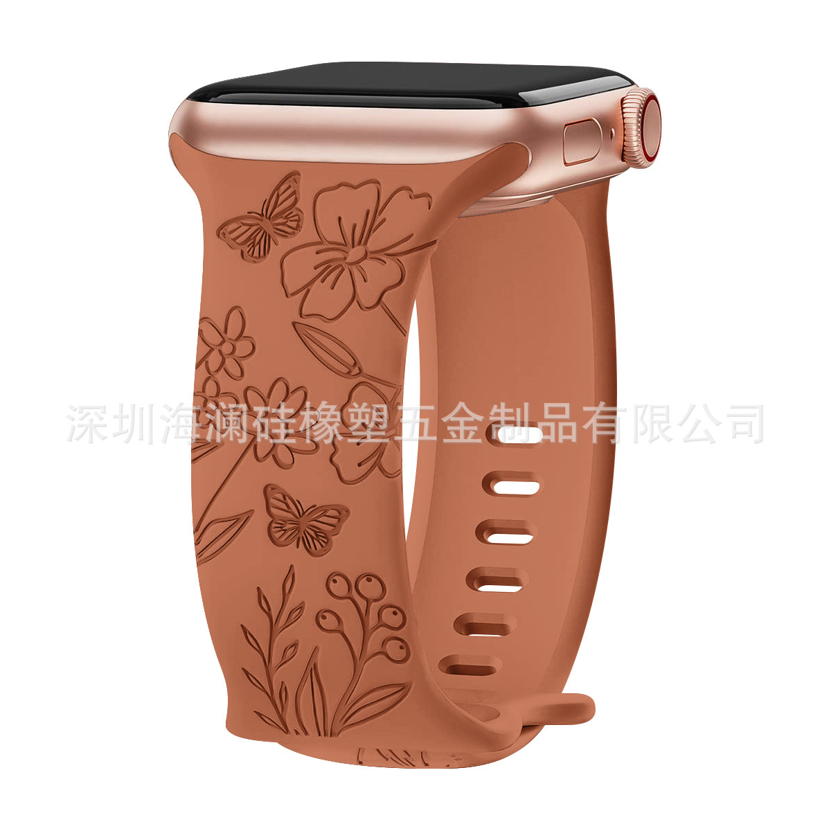 Apple Silicone Watch Band Laser-Engraved Watch Band Iwatch11 Watch Band Butterfly Buckle Figure-Eight Buckle Engraving Suitable for Apple Watch Band