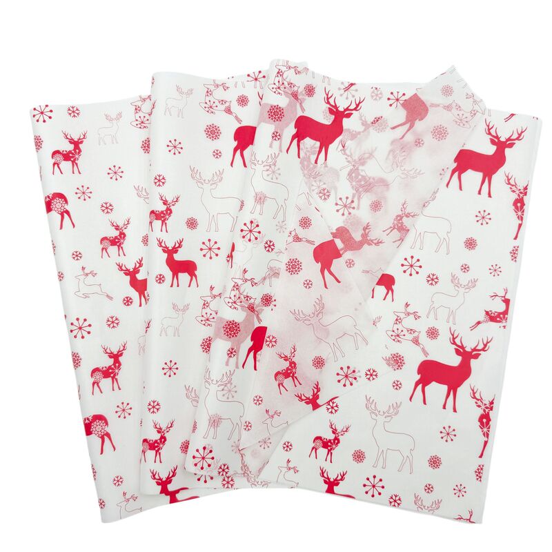 Supplies for Christmas: Red Reindeer Tissue Paper, Base Paper for Christmas Bouquets, Gift Wrapping Filling Tissue Paper