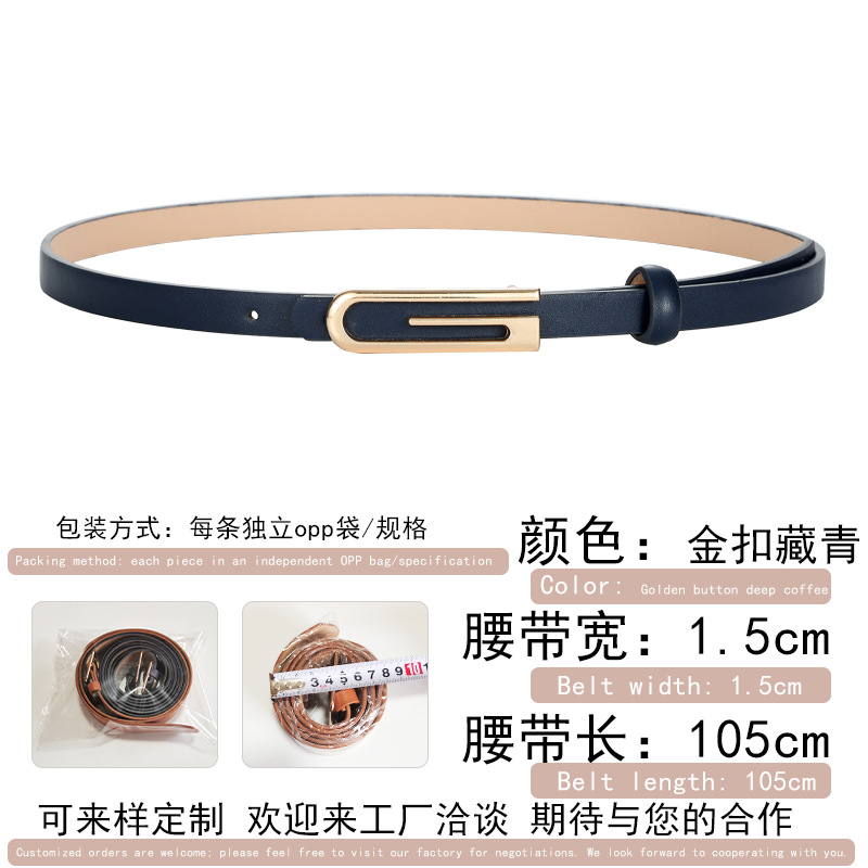Gold buckle navy / 105cm