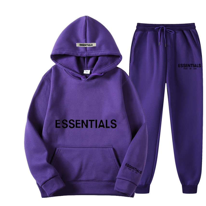 TEMOR DE DIOS doble línea Essentials Zambia moda marca pecho impreso LOGO pareja HOODIE sweater NIEBLA