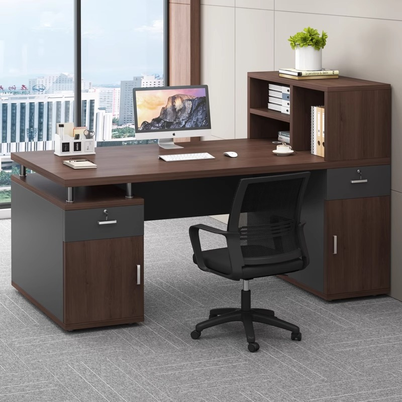 Modern Minimalist Office Desk and Chair Set for Employees, Single or Four-Person Workstation with Partition