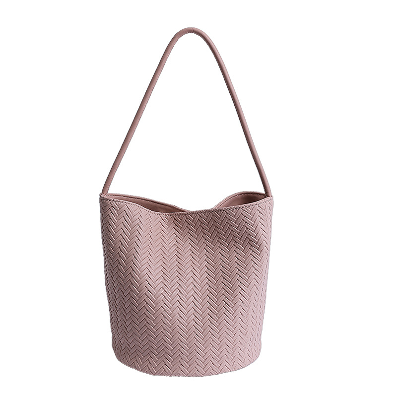 Bolso tejido de gran capacidad de moda bolso de moda 2025 nuevo bolso de cubo salvaje bolso de hombro simple bolso de axila