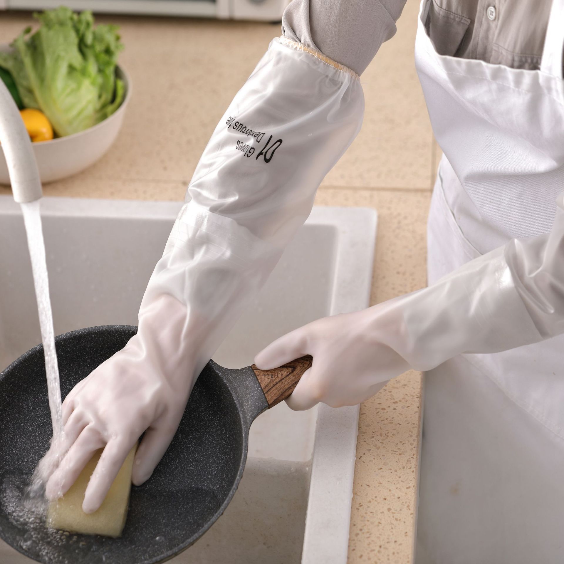 Guantes para Lavar Platos de PVC Impermeables y Engrosados para Cocina
