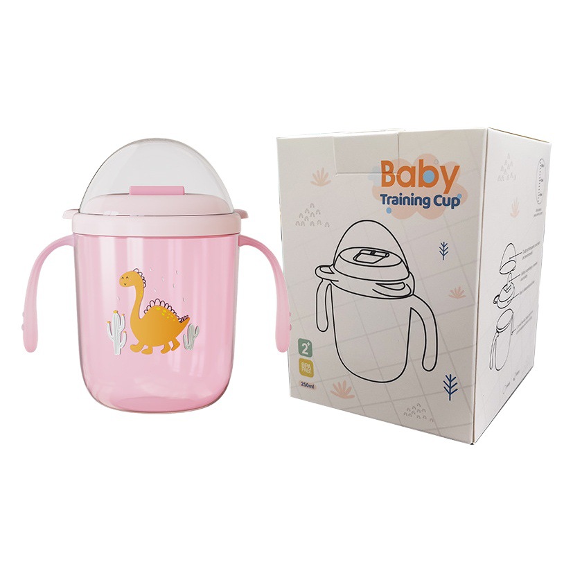 Taza de beber para niños taza de agua especial para bebés taza de pico de pato para bebés taza de leche con mango escala botella de bebida directa anti-estrangulamiento